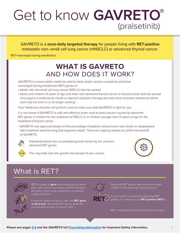 About GAVRETO Fact Sheet